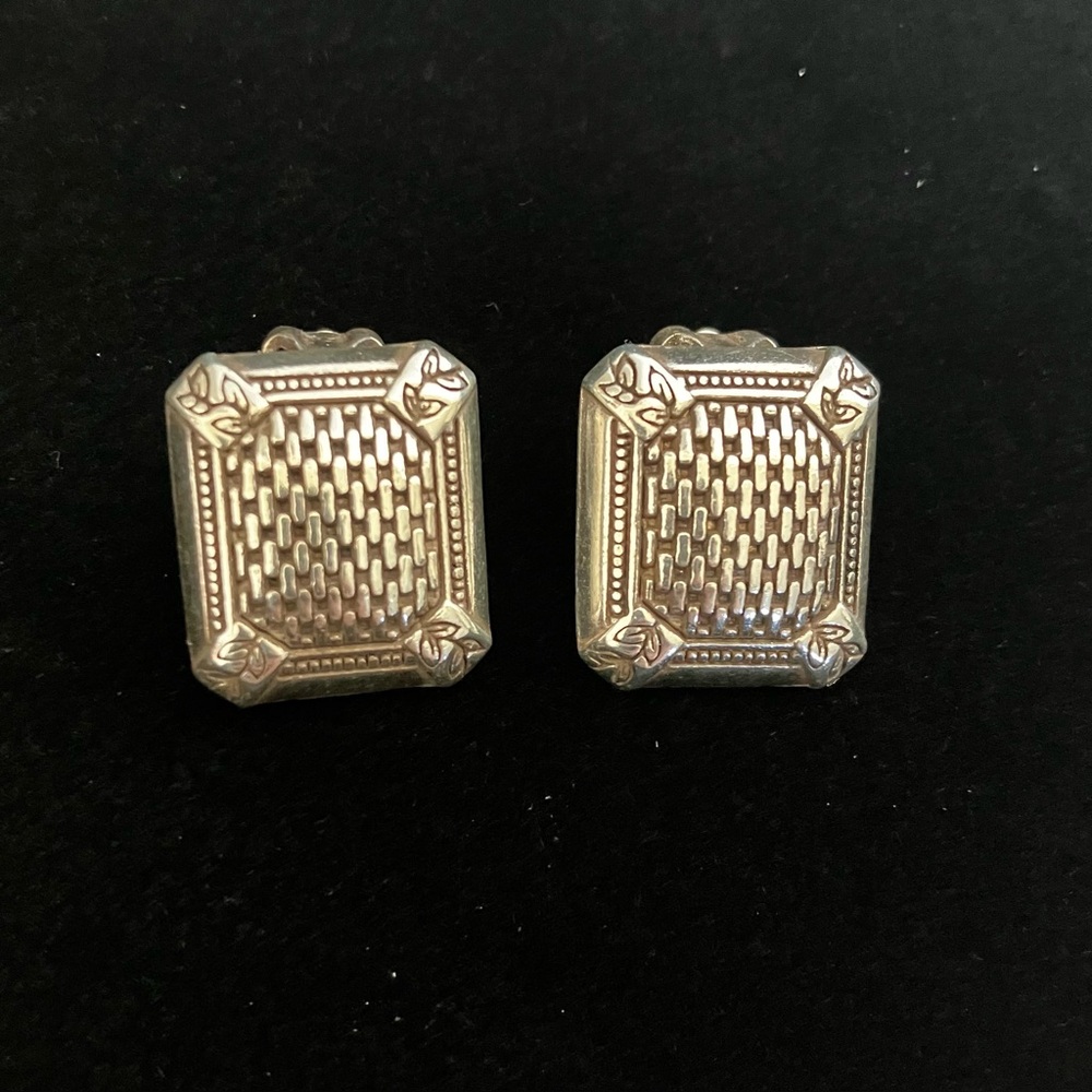 Brighton Clip On Basketweave Earrings Silver Color Valentines